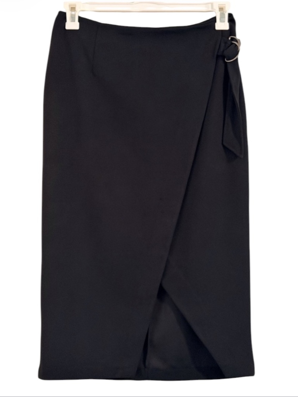 Stylish Black Pencil Skirt With Ring Side Tie Size 6